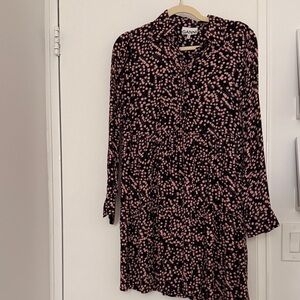 Ganni Long Sleeve Dress in Pink and Black